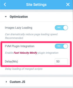 Fig. 1. Enable FVM integration for Elementor users.