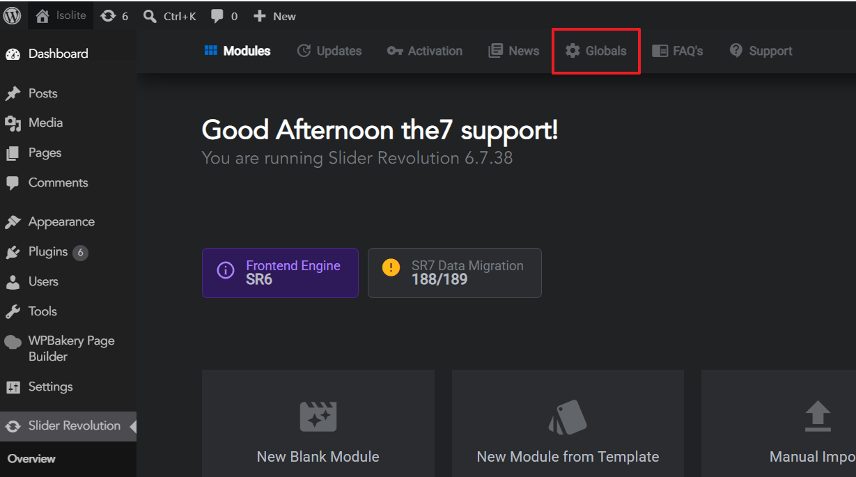 Fig. 1. Slider Revolution "Global" Settings.