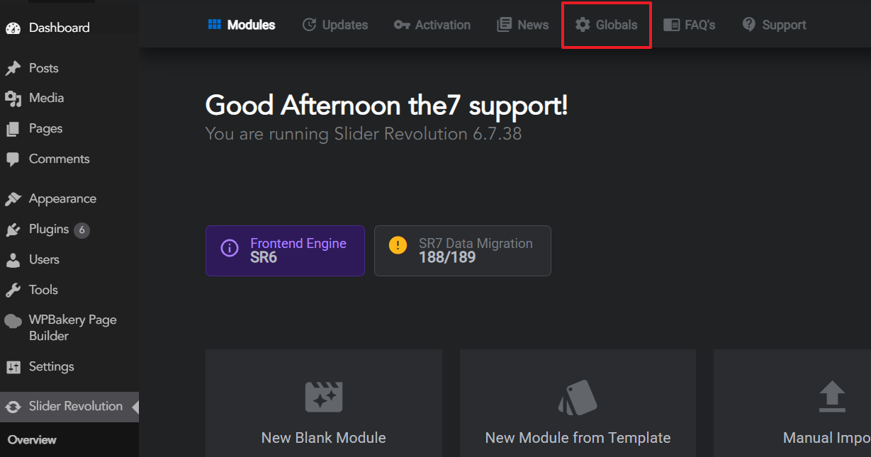 Fig. 1. Slider Revolution "Global" Settings.