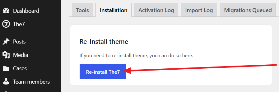 Fig. 2. Reinstall the theme.