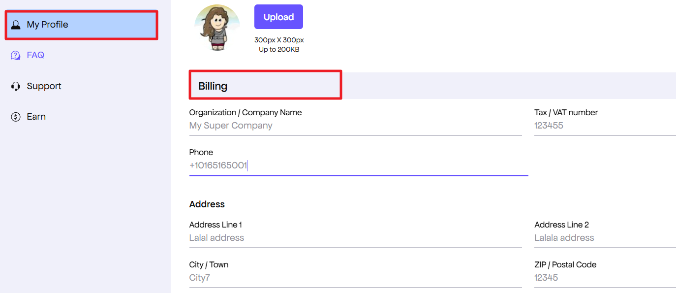 Fig.1. Update billing info.